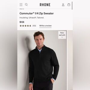 RHONE Black Zip-Up Sweater